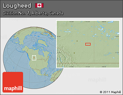Savanna Style Location Map of Lougheed, hill shading