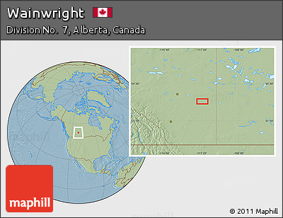 Savanna Style Location Map of Wainwright, hill shading