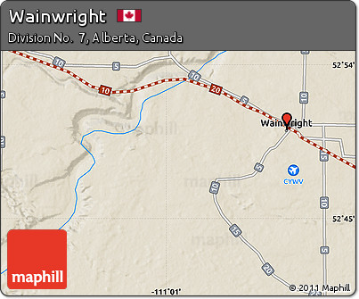Shaded Relief Map of Wainwright