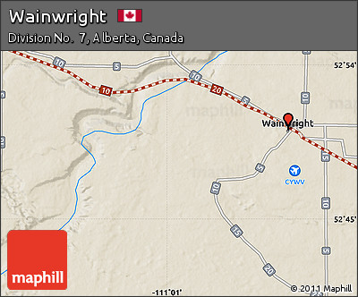 Shaded Relief Map of Wainwright