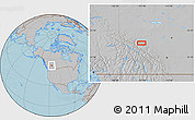 Gray Location Map of the area around 52° 53' 45" N, 117° 13' 29" W, hill shading