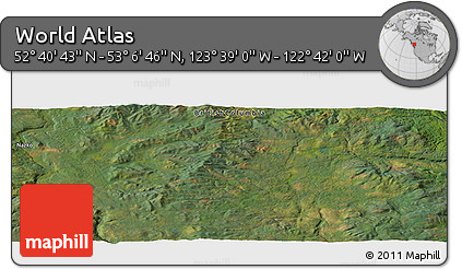 Satellite Panoramic Map of the Area around 52° 53' 45" N, 123° 10' 30" W