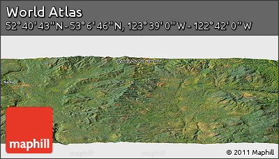 Satellite Panoramic Map of the Area around 52° 53' 45" N, 123° 10' 30" W