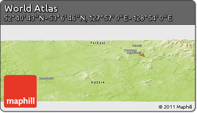 Physical Panoramic Map of the Area around 52° 53' 45" N, 128° 25' 30" E