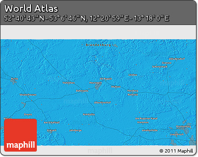 Political 3D Map of the Area around 52° 53' 45" N, 12° 49' 29" E
