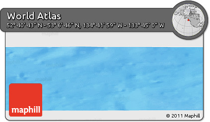 Physical Panoramic Map of the Area around 52° 53' 45" N, 134° 13' 29" W