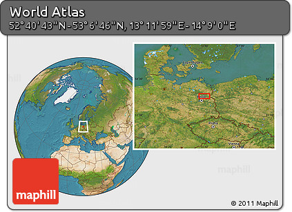 Satellite Location Map of the Area around 52° 53' 45" N, 13° 40' 30" E