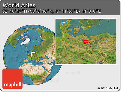 Satellite Location Map of the Area around 52° 53' 45" N, 13° 40' 30" E