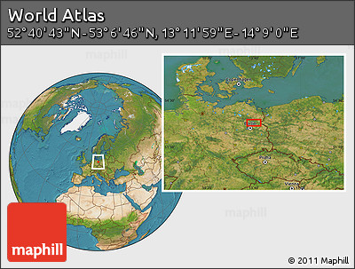 Satellite Location Map of the Area around 52° 53' 45" N, 13° 40' 30" E