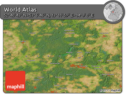 Satellite Map of the Area around 52° 53' 45" N, 13° 40' 30" E