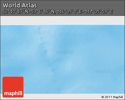 Physical 3D Map of the Area around 52° 53' 45" N, 147° 7' 30" E