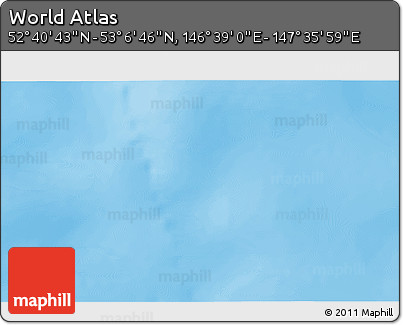 Physical 3D Map of the Area around 52° 53' 45" N, 147° 7' 30" E