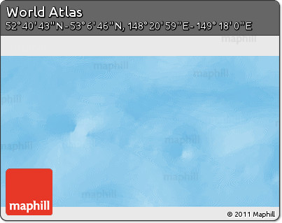 Physical 3D Map of the Area around 52° 53' 45" N, 148° 49' 29" E
