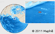Shaded Relief Location Map of the area around 52° 53' 45" N, 151° 13' 29" W