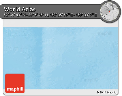 Physical 3D Map of the Area around 52° 53' 45" N, 153° 4' 29" E