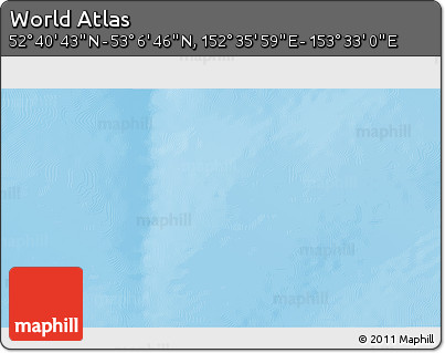 Physical 3D Map of the Area around 52° 53' 45" N, 153° 4' 29" E