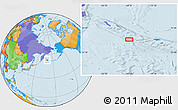 Political Location Map of the area around 52° 53' 45" N, 169° 13' 29" E
