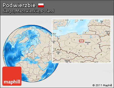 Shaded Relief Location Map of Podwierzbie