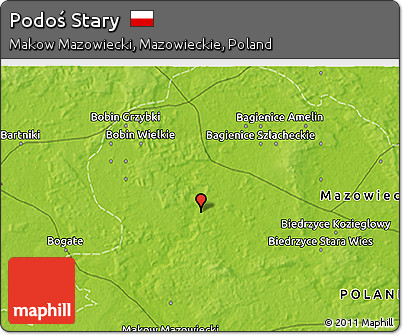 Physical 3D Map of Podoś Stary
