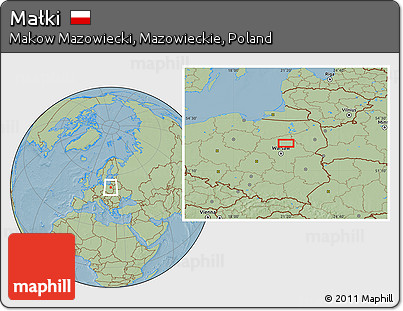 Savanna Style Location Map of Małki, hill shading
