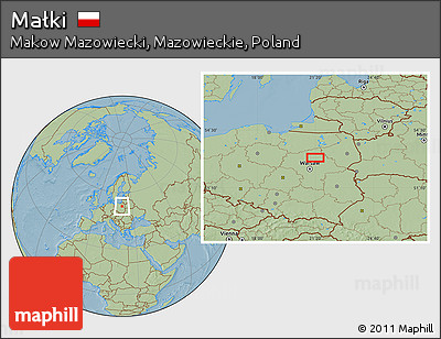 Savanna Style Location Map of Małki, hill shading