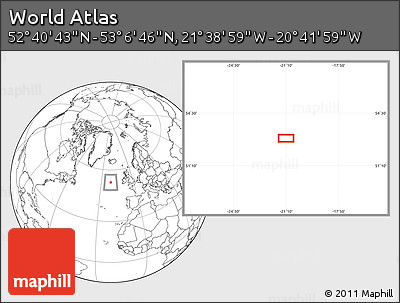 Blank Location Map of the Area around 52° 53' 45" N, 21° 10' 29" W