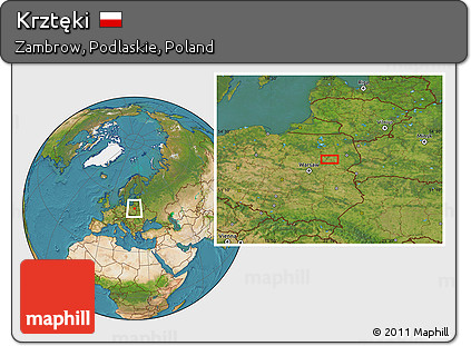 Satellite Location Map of Krztęki