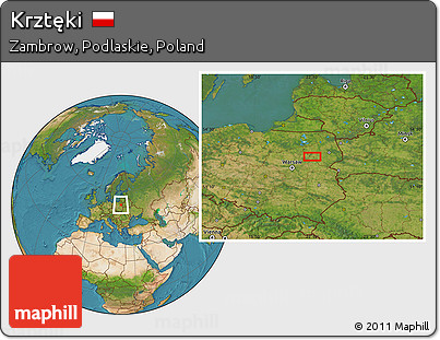 Satellite Location Map of Krztęki