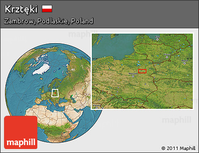 Satellite Location Map of Krztęki