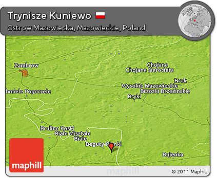 Physical Panoramic Map of Trynisze Kuniewo