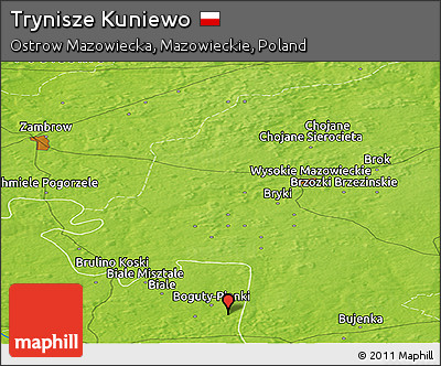 Physical Panoramic Map of Trynisze Kuniewo