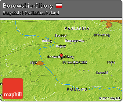 Physical 3D Map of Borowskie Cibory