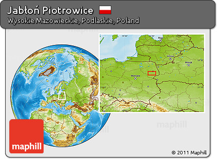 Physical Location Map of Jabłoń Piotrowice