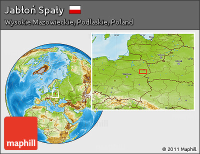 Physical Location Map of Jabłoń Spały