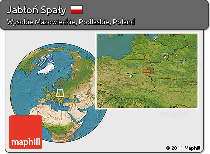 Satellite Location Map of Jabłoń Spały