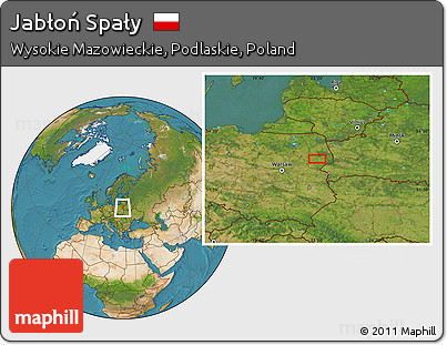 Satellite Location Map of Jabłoń Spały