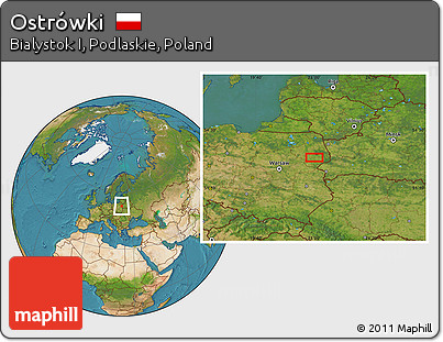 Satellite Location Map of Ostrówki