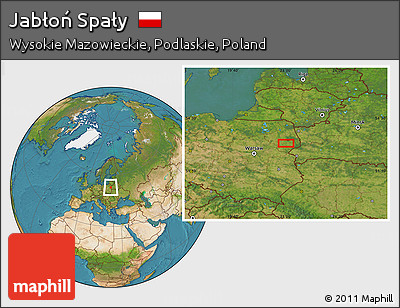 Satellite Location Map of Jabłoń Spały