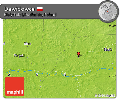 Physical Map of Dawidowce