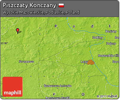 Physical Map of Piszczaty Konczany