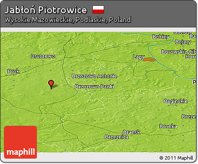 Physical Panoramic Map of Jabłoń Piotrowice
