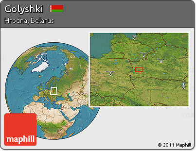 Satellite Location Map of Golyshki