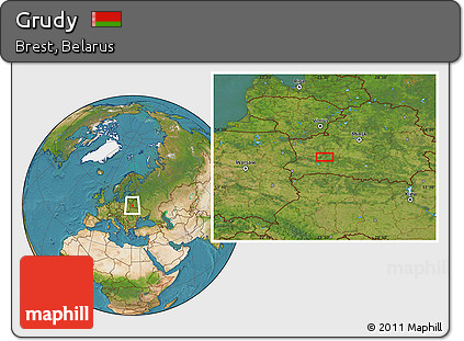 Satellite Location Map of Grudy