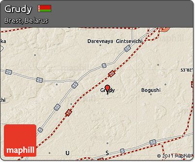 Shaded Relief Map of Grudy