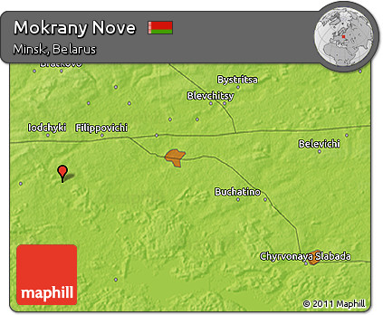 Physical 3D Map of Mokrany Nove