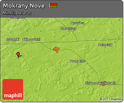 Physical 3D Map of Mokrany Nove