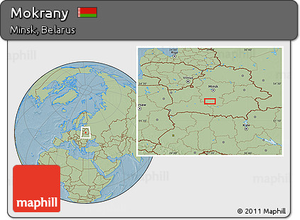 Savanna Style Location Map of Mokrany, hill shading