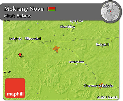 Physical Map of Mokrany Nove