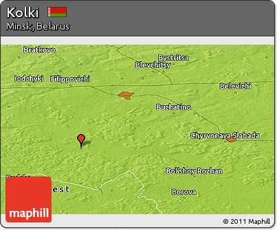 Physical Panoramic Map of Kolki
