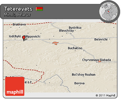 Shaded Relief Panoramic Map of Teterevets